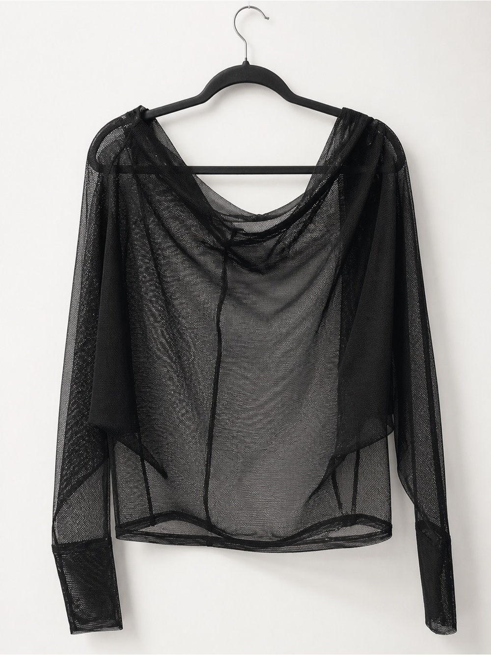 Sheer Black Mesh Long Sleeve Top
